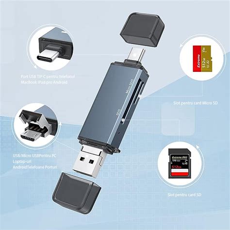 Четец на карти, USB 3.0, сив - eMAG.bg