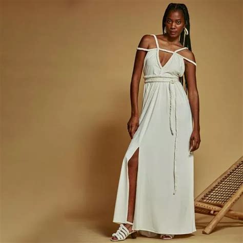 Vestido Longo Tran Ado Off White Privalia O Outlet Online De