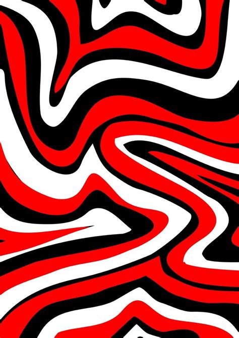 Black White Red Abstract Art Swirl Loop Design