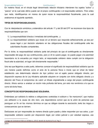 Responsabilidad Solidaria En Materia Fiscal Pdf