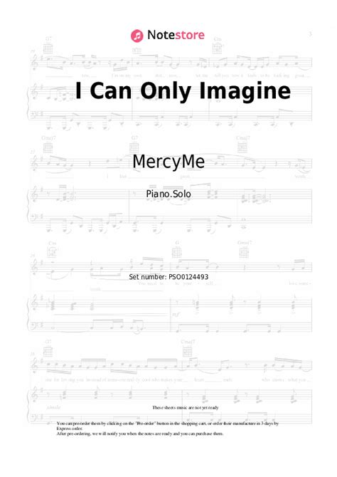 I Can Only Imagine Piano Sheet Music MercyMe In Note Store Piano