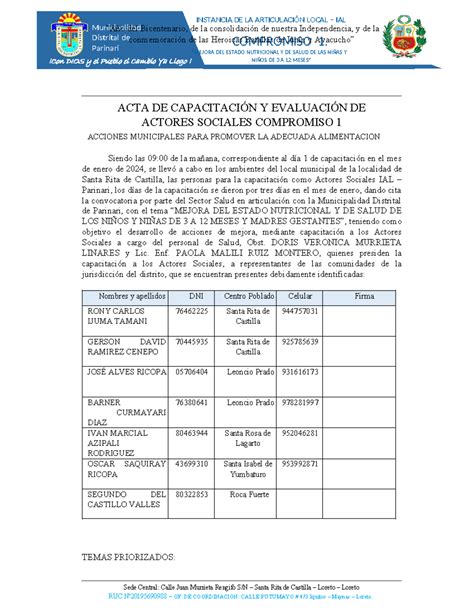 ACTA Capacitacion Actores Sociales IAL Enero 2024 INSTANCIA DE LA