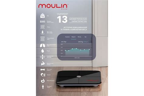 Электронные умные напольные весы черные Moulinvilla Moulin Villa MV SC ...