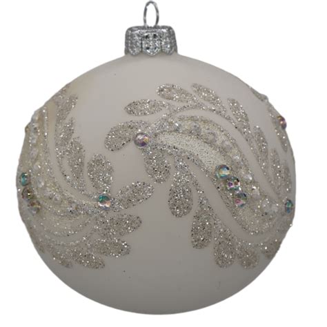 100080 Christmas Ornament White Silver Glitter Swirlpng English Gardens