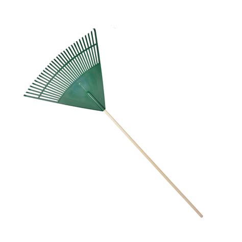 Plastic leaf rake with wooden handle garden rake