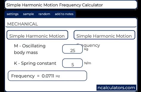 Simple Harmonic Motion Frequency Calculator