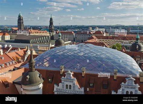 The modern aluminium glass roof construction of Dresden castle, the ...