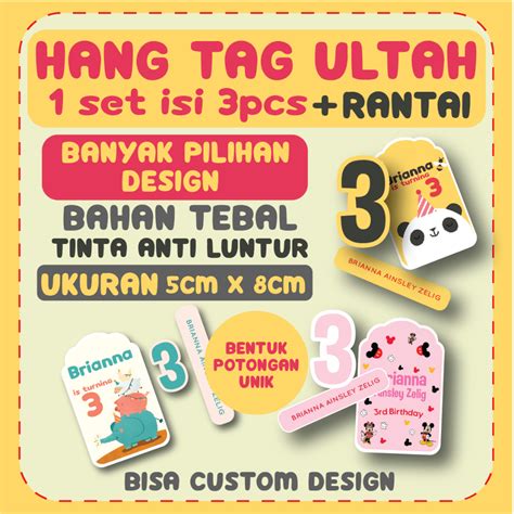 Jual Hangtag Ultah Anak Birthday Cute Bday Thank You Kartu Ucapan