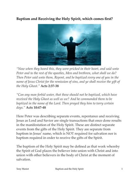 Baptism and the Holy Spirit | PDF