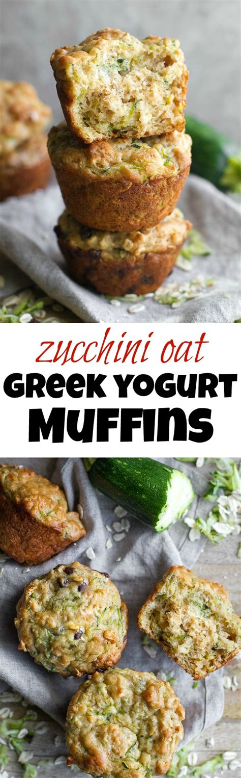 Zucchini Oat Greek Yogurt Muffins Running With Spoons