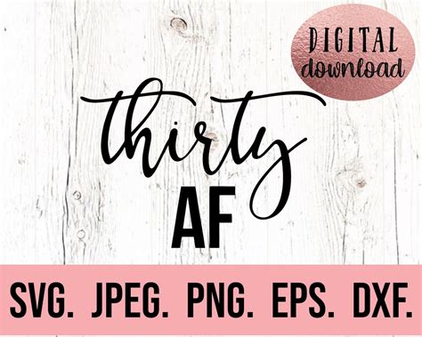 Thirty Af Svg Th Birthday Design Thirty Svg Hello Etsy