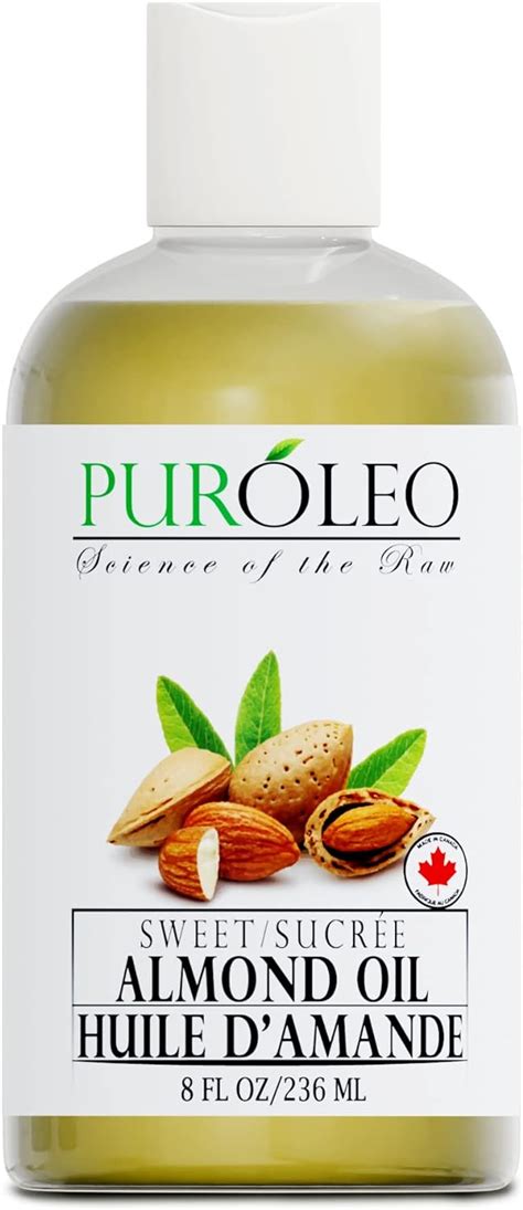 PUROLEO Sweet Almond Oil 8 Fl Oz 236 ML Packed In Canada Pure Almond