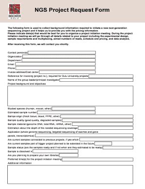 Fillable Online Ngs Project Request Form Fax Email Print Pdffiller