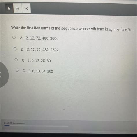 Write The First Five Terms Of The Sequence Whose Nth Term Is An N N