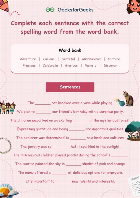 5th Grade Spelling Words Worksheet Free Worksheets Library