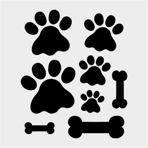 Paw Prints Stencil Animal Paw Prints Pattern Bones Template Stencil