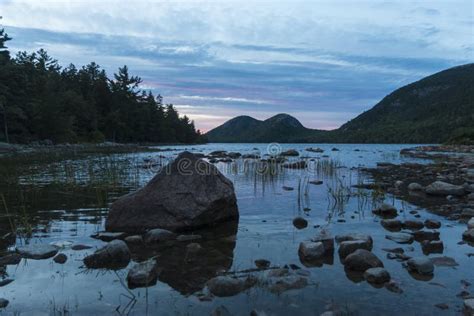 Sunset at Jordan Pond - Acadia National Park Stock Image - Image of ...