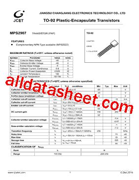 Mps Datasheet Pdf Jiangsu Changjiang Electronics Technology Co Ltd