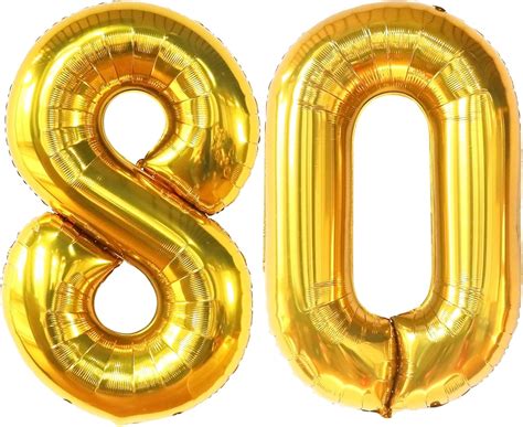 Katchon Gold 80th Birthday Balloons 40 Inch Gold 80 Balloon For