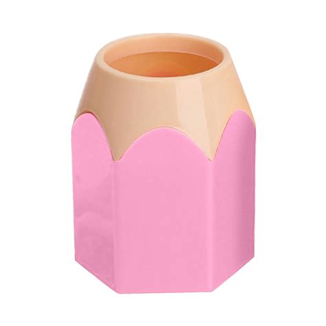 Blateno 1pcs Pencil Shaped Pen Holders Pencil Storage Organizer Cute Desktop Pen Cup Makeup