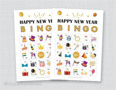 Free Printable New Years Eve Bingo Game Cards