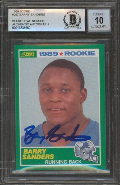 Lot Detail Barry Sanders Signed 1989 Score Rookie Card With GEM MINT