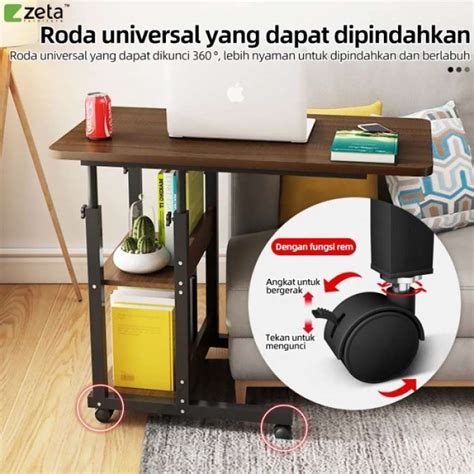 Jual Meja Laptop Roda Standing Desk Adjustable Meja Dorong Lipat