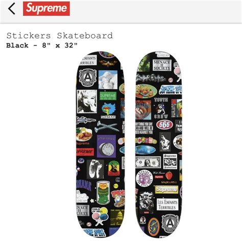 Supreme Stickers Skateboard Deck - Black - 8” X 32”... - Depop