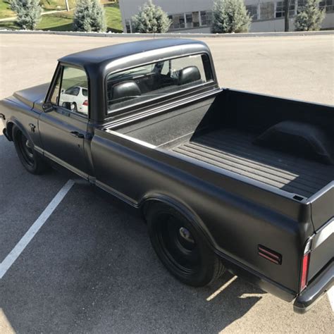 1968 Chevy C10 Satin Matte Black Paint Detroit Steel Wheels No