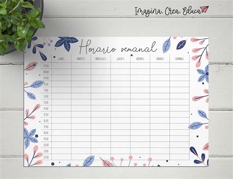 Horario Semanal Flores Horario Semanal Organizador De Horarios Horarios Para Imprimir