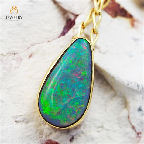 Solid Fire Opal Set In 18k Gold Pendant Ck93