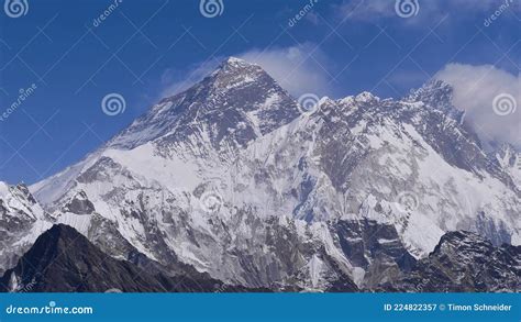 Panorama View Of Majestic Mount Everest With Adjacent Mountains Lhotse