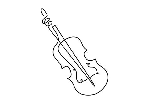 One Line Violin Continuous Single Hand Drawn Minimalism Vector Illustration Classical Music