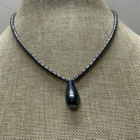 Hematite Tear Drop Bar Bead Necklace With Barrel Clasp Ebay