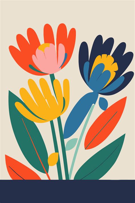 Abstract Flower Floral Posters In Matisse Minimal Style Modern Art