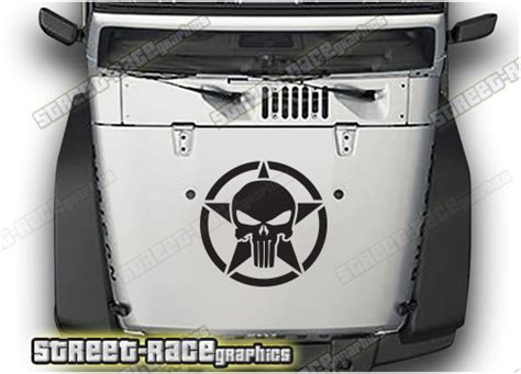 Jeep Wrangler Bonnet Hood Stickers 020 Punisher Street Race Graphics