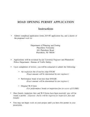 Fillable Online Revised Road Opening Permit Application Doc Fax Email