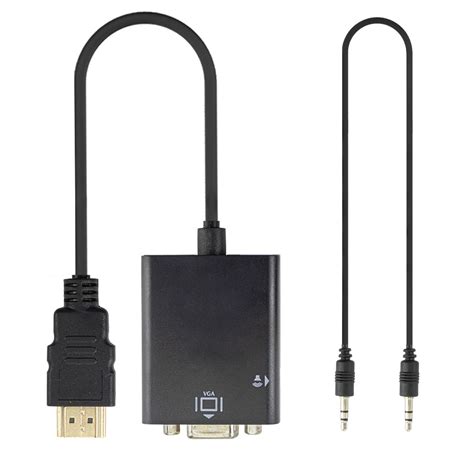 KIT 10x Cabo Conversor HDMI Macho para VGA Fêmea Áudio Auxiliar P2