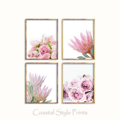 Botanical Print Set Floral Wall Art Floral Print Set Pink - Etsy