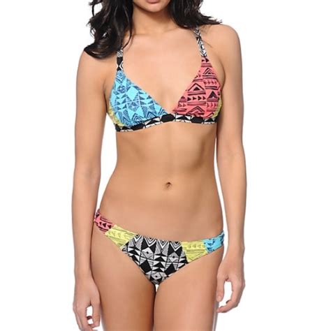 Billabong Swim Billabong Surfari Multicolor Tribal Print Bikini M