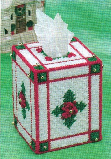 Christmas Holly Tissue Box Cover Plastic Canvas Pattern Instructions Plastic Canvas Patterns