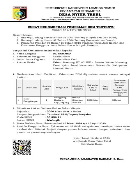 Suratrekomendasipembelianbbm52030601077303882023 03 16127 Pdf