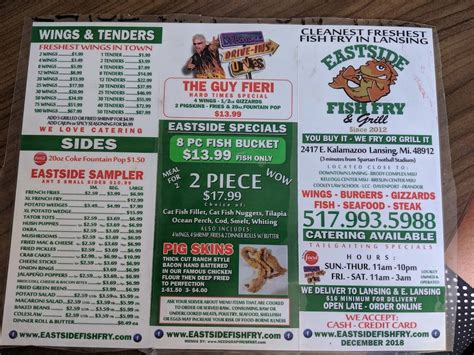 Menu at Eastside Fish Fry & Grill restaurant, Lansing, E Kalamazoo St