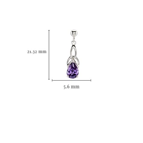 Sterling Silver Cubic Zirconia Amethyst Trinity Knot Earrings Shanore