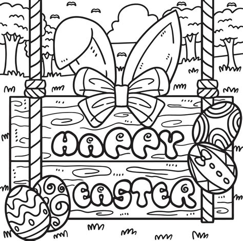 Happy Easter Coloring Page For Kids 13801513 Vector Art At Vecteezy