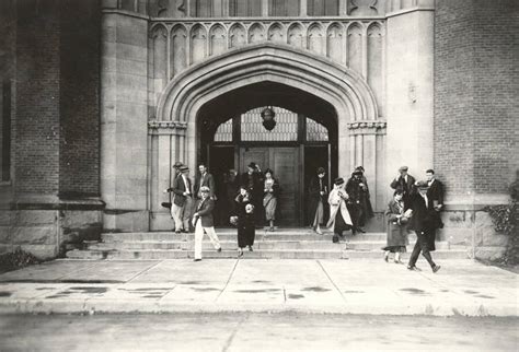 University of Idaho campuses scene. Students on Administration Building steps. [6-42 ...