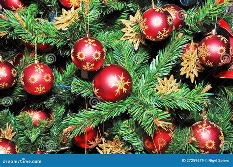 Christmas Tree Decorated With Red Balls Royalty Free Stock Images