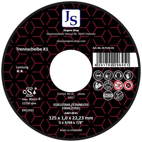 Trennscheibe X X X F R Stahl Edelstahl