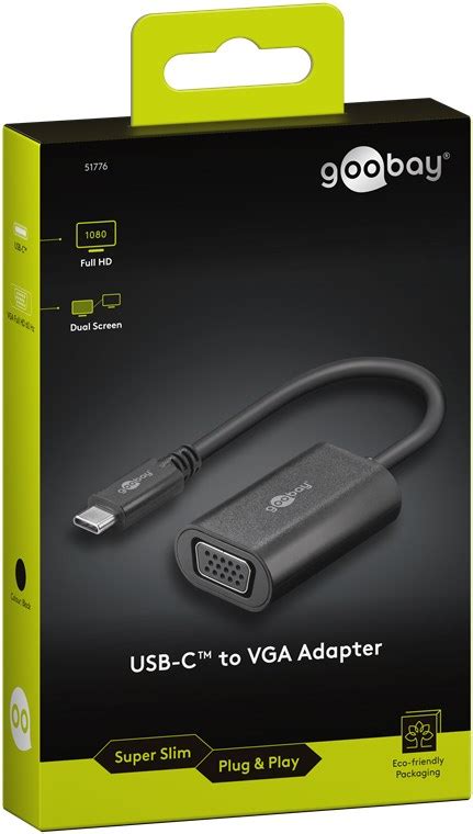 Adaptateur Goobay USB C vers VGA Prise VGA mâle USB C 15 broches