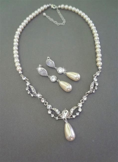 Pearl Jewelry Set Pearl Drop Necklace And Earring Set